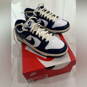 Authentic Nike Dunk Low PRM Midnight Vintage Navy White Coconut Milk Women 7.5